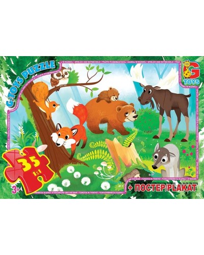 Пазли «Вчимося з задоволенням. Лісові мешканці» на 35 елементів, ТМ G-Toys