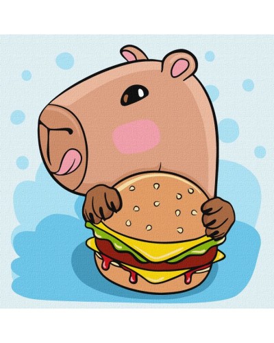 Картина за номерами «Капібара та бургер» 30х30 см, ТМ Ідейка