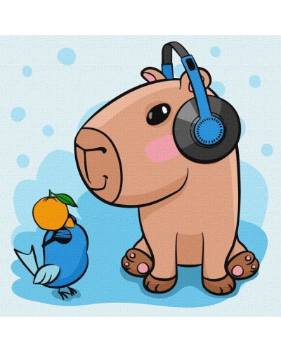 Картина за номерами «Капібара в навушниках» 30х30 см, ТМ Ідейка