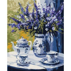 Картина за номерами «Чаювання з лавандою» 40х50 см, ТМ Ідейка