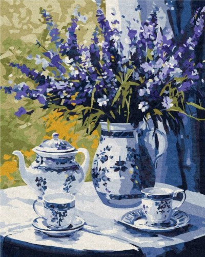 Картина за номерами «Чаювання з лавандою» 40х50 см, ТМ Ідейка