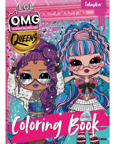 Розмальовка зі стікерами «L.O.L O.M.G. Queens» на 16 сторінок з м`якою обкладинкою 21х29 см, ТМ Ідейка