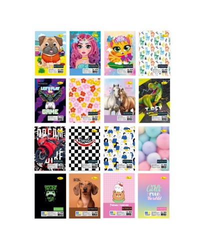 Блокнот А7 на 36 аркушів у клітинку на спіралі зверху з ламінованою обкладинкою, в асортименті, ТМ Апельсин