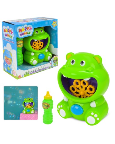 Мильні бульбашки «Бегемотик» 24х25 см з запаскою, на батаейці, у коробці 27х26х6 см