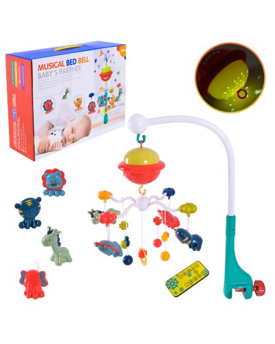 Мобіль р/к музичний зі світлом та підвісками, на батарейці, у коробці 37х36х12 см