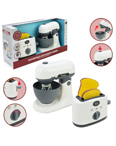 Іграшковий набір побутової техніки: міксер та тостер, на батарейці, у коробці 40,5х11,5х21 см