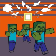 Картина за номерами «Майнкрафт. Втеча зомбі» 25х25 см з LED підсвіткою, ТМ SANTI