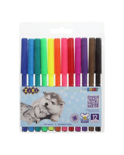 Фломастери «Песики та котики» на 12 кольорів, KIDS LINE