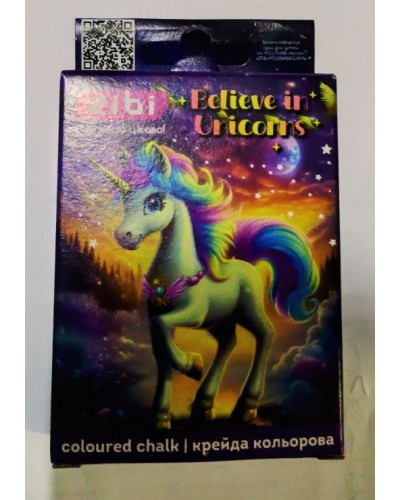 Крейда «UNICORN» кольорова 12 шт на 6 кольорів квадратна, TM ZiBi