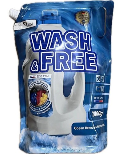 Гель для прання «Universal. Морська свіжість з нотками мінеральної солі», дойпак 2 л, WASH&FREE