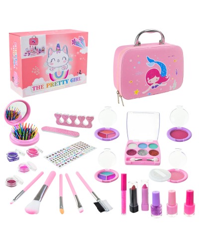 Дитяча косметика у валізі: лаки, тіні, помада та аксесуари, у коробці 21,3х15,6х15,8 см