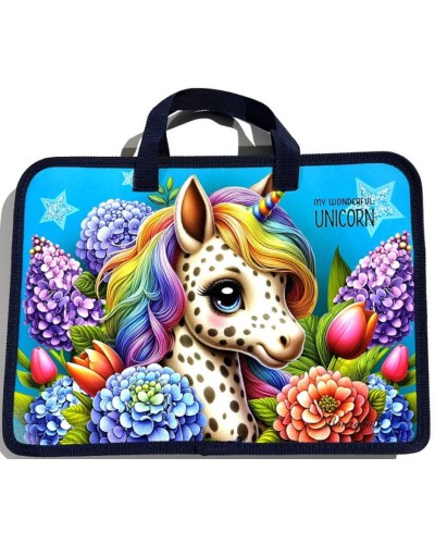 Папка-портфель А4+ на блискавці з кольоровим друком на одне відділення з ручками, ТМ Мандарин