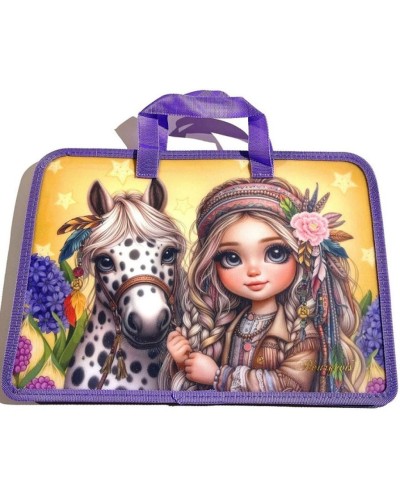 Папка-портфель А4+ на блискавці з кольоровим друком на одне відділення з ручками, ТМ Мандарин