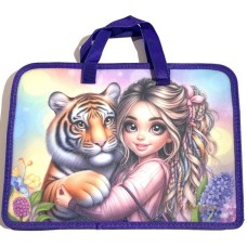 Папка-портфель А4+ на блискавці з кольоровим друком на одне відділення з ручками, ТМ Мандарин