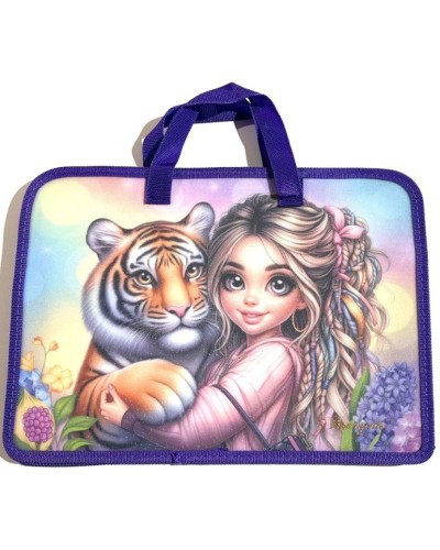 Папка-портфель А4+ на блискавці з кольоровим друком на одне відділення з ручками, ТМ Мандарин