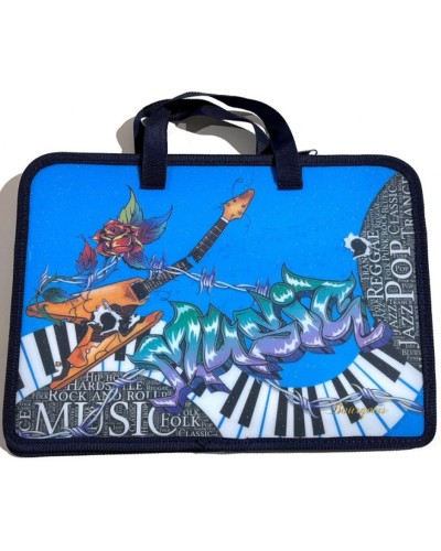 Папка-портфель А4+ на блискавці з кольоровим друком на одне відділення з ручками, ТМ Мандарин