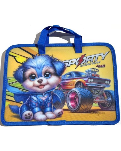 Папка-портфель А4+ на блискавці з кольоровим друком на одне відділення з ручками, ТМ Мандарин