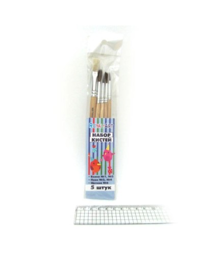 Набір з 5 пензликів: №1 та №3 білка круглі, №2 та №4 щетина круглі, №6 щетина пласка, ТМ J. Otten