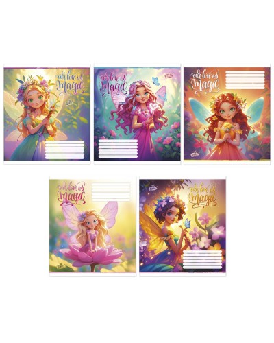 Зошит на 12 аркушів у косу лінію «Квіткова фея» №2643, ТМ Brisk