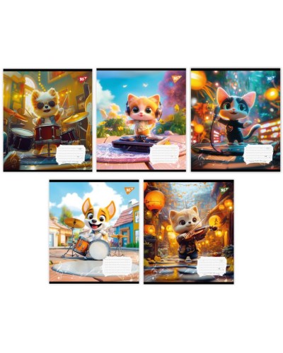 Зошит для нот «Пухнасті музиканти» А5 на 12 аркушів, ТМ Yes