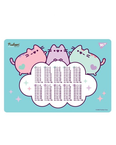 Підкладка для столу «Pusheen» 29х42 см з таблицею множення, ТМ Yes