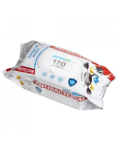 Серветки вологі «Naturelle» антибактеріальні з Д-пантенолом, вітаміном Е та іонами срібла, 120 шт.