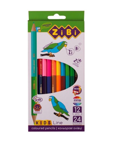 Олівці кольорові «Double» шестигранні 12 шт на 24 кольори, SMART Line