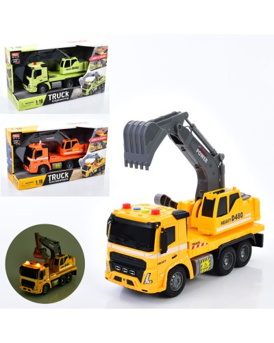 Екскаватор 25 см 1:16 інерційний зі звуком, світлом та рухомими деталями, на батарейці, в асортименті, у коробці 32,5х17,5х13 см