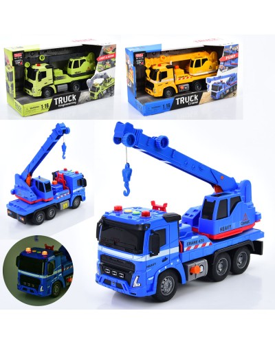 Підйомний кран 25 см 1:16 інерційний зі світлом, звуком та рухомими деталями, на батарейці, в асортименті, у коробці 32,5х17,5х13 см