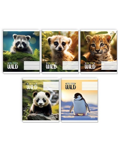 Зошит на 12 аркушів у косу «Гарні звірята», №3510 ТМ Gold Brisk