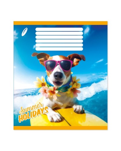 Зошит на 18 аркушів у клітинку «Собаки на канікулах», № 0048, Пір'їнка