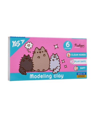 Пластилін «Pusheen» на 6 кольорів зі стеком, 120 г, ТМ Yes