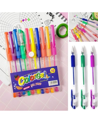 Набір з гелевих перламутрових ручок на 10 кольорів, ТМ Leader