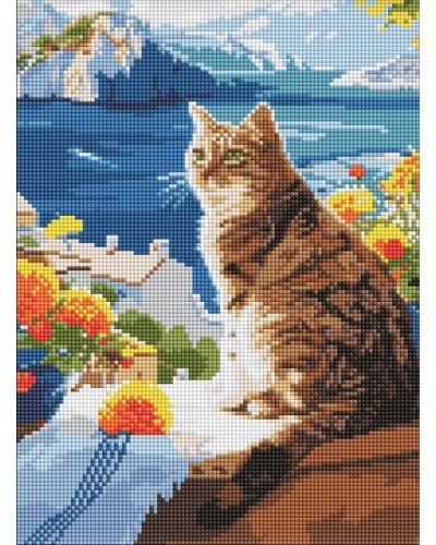 Набір з алмазною мозаїкою «Мрійливий котик» 30х40 см, ТМ Ідейка