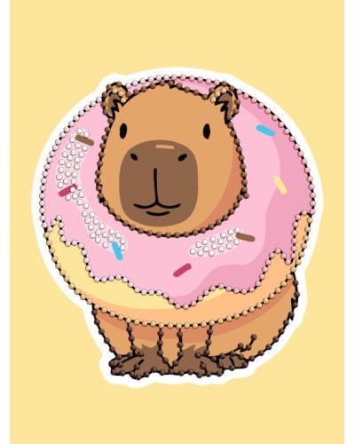 Картина за номерами з алмазною мозаїкою «Солодка капібара» 15x20 см, ТМ Ідейка