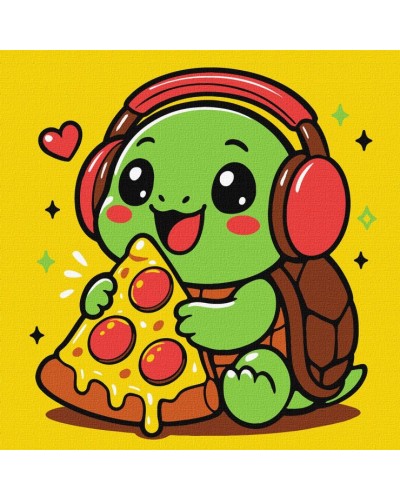 Картина за номерами «Черепаха і піца» 25х25 см, ТМ Ідейка