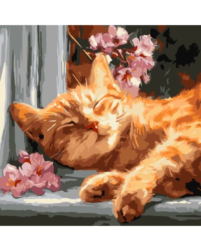 Картина за номерами «Рудий кіт на підвіконні» 40х40 см, ТМ Ідейка