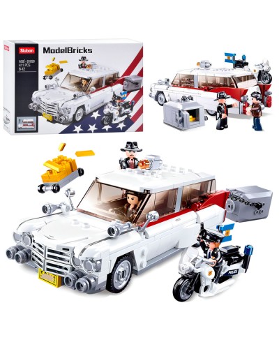 Конструктор «Транспорт» 20 см на 411 деталей з мотоциклом та фігурками, у коробці 42,5х28,5х7 см, SLUBAN