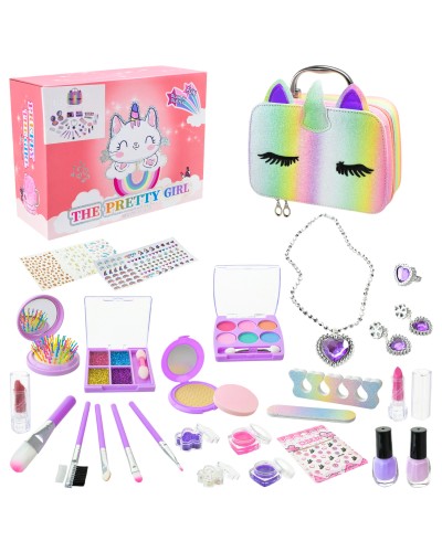Дитяча косметика у валізі: лаки, тіні, помада та аксесуари, у коробці 21,3х15,6х15,8 см