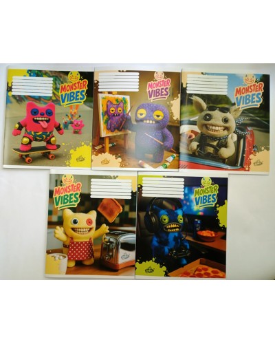 Зошит на 24 аркуші у лінію «Вайбові монстри» №2649, ТМ Brisk