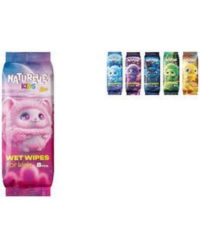 Серветки воологі «NATURELLE» дитячі 8 шт в упаковці, в асортименті