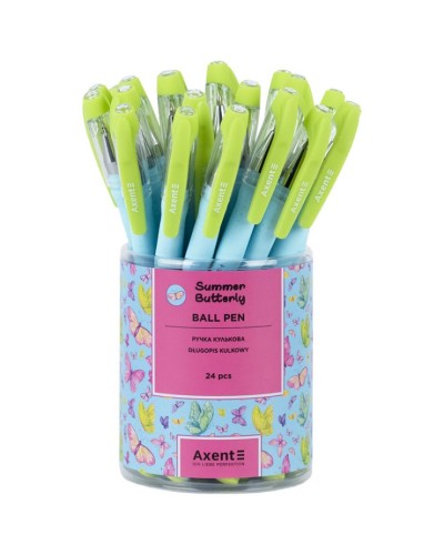 Ручка «Summer Butterfly» кулькова синя, ТМ Axent