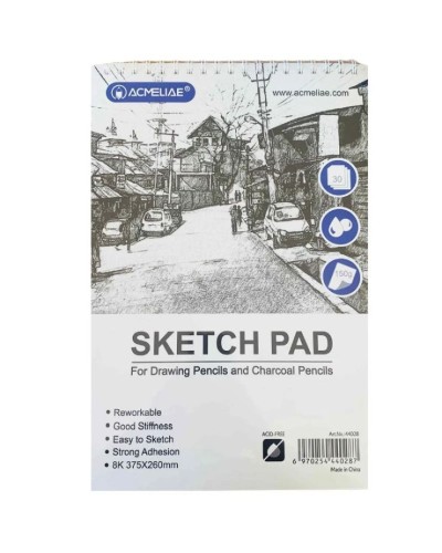 Скетчбук «Acmeliae» 37,5х26 см на 30 аркушів 150 г/м2 на спіралі зверху, ТМ Acmeliae