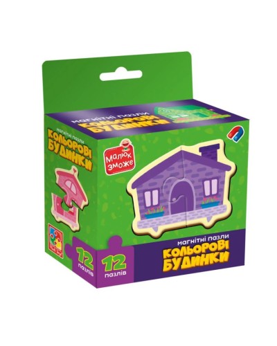 Пазли магнітні «Кольорові будинки» на 12 елементів, ТМ Vladi Toys