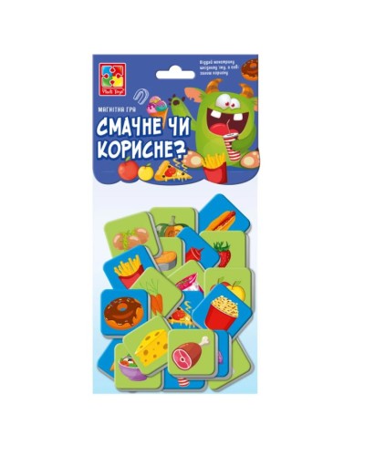 Гра настільна «Смачне чи корисне?» розвиваюча магнітна на 24 магніти, у пакеті 13,5х20х21 см, ТМ Vladi Toys