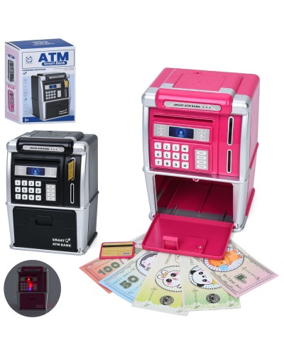 Банківський термінал 14х19,7х12 см музичний зі світлом, сейф із кодом, поглинає купюри, на батарейках, в асортименті, у коробці 14,5х20,5х12,5 см