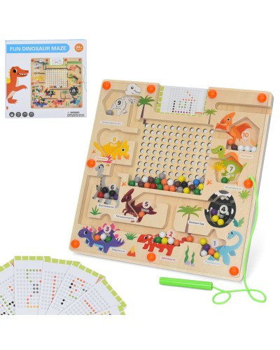 Дерев'яна іграшка «Лабіринт» 22х22 см 2 в 1 з кульковою магнітною мозаїкою, у коробці 23,5х23х2,5 см