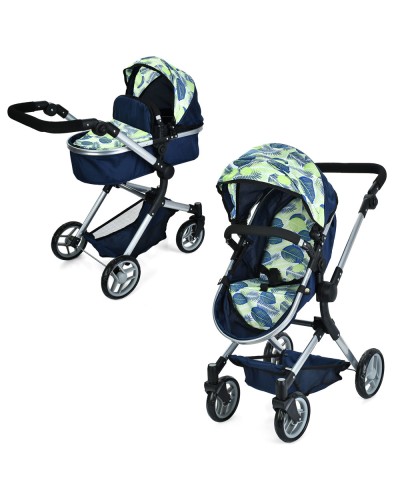 Коляска-трансформер для ляльки 65х40х85 см металева з люлькою 58х28х13 см, регульованою ручкою з EVA та кошиком, у коробці 39х50х15 см