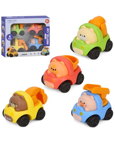 Ігровий набір «Будтехніка» з 4 інерційних машинок по 8 см з рухомими деталями, у коробці 20,5х18х6,5 см