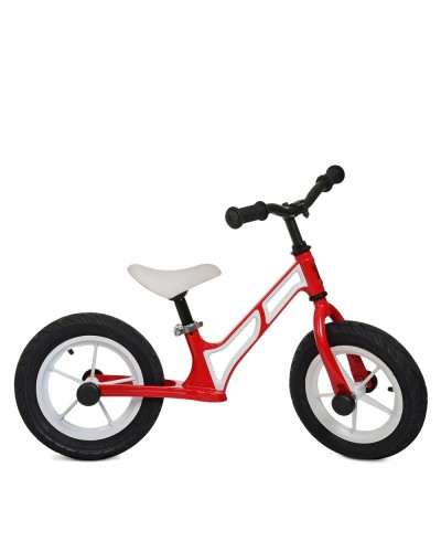 Біговел «PROFI KIDS» на магнієвій рамі з гумовими колесами 12 дюймів, ексцентриком керма, сидіння, червоно-білий.